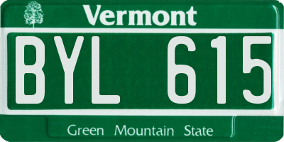 VT license plate BYL615