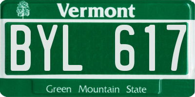 VT license plate BYL617