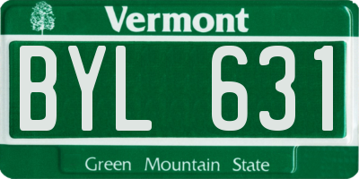 VT license plate BYL631