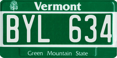 VT license plate BYL634