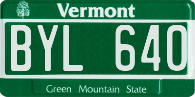 VT license plate BYL640