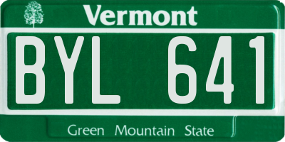 VT license plate BYL641