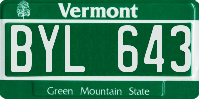 VT license plate BYL643