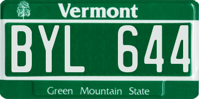 VT license plate BYL644