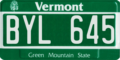 VT license plate BYL645