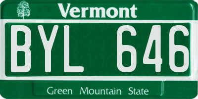 VT license plate BYL646