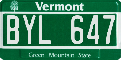 VT license plate BYL647