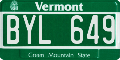 VT license plate BYL649