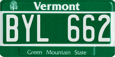 VT license plate BYL662