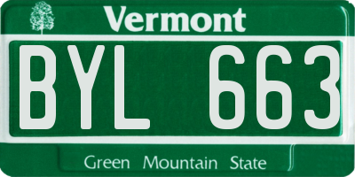 VT license plate BYL663