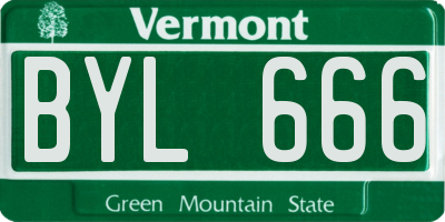 VT license plate BYL666