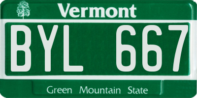 VT license plate BYL667