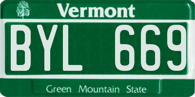 VT license plate BYL669