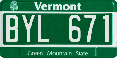 VT license plate BYL671