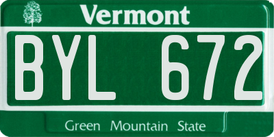 VT license plate BYL672