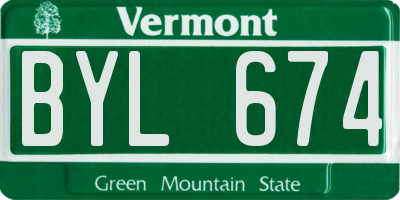 VT license plate BYL674