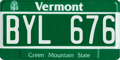 VT license plate BYL676