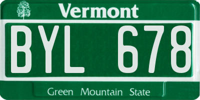 VT license plate BYL678