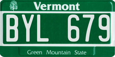VT license plate BYL679