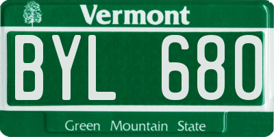 VT license plate BYL680