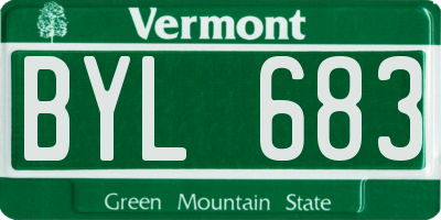 VT license plate BYL683