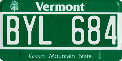 VT license plate BYL684