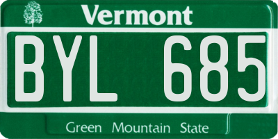 VT license plate BYL685