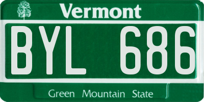 VT license plate BYL686