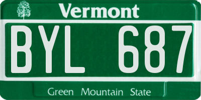 VT license plate BYL687