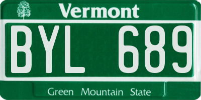VT license plate BYL689