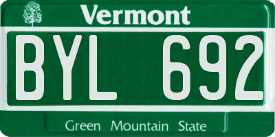 VT license plate BYL692