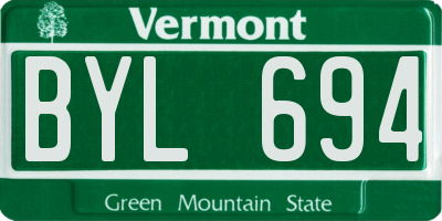 VT license plate BYL694