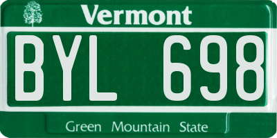 VT license plate BYL698