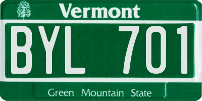 VT license plate BYL701