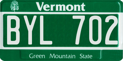 VT license plate BYL702