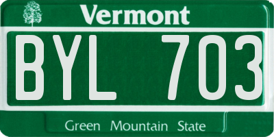 VT license plate BYL703