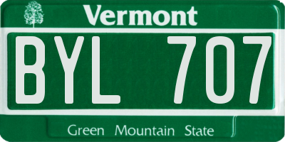 VT license plate BYL707