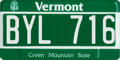 VT license plate BYL716
