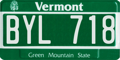 VT license plate BYL718