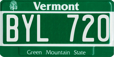 VT license plate BYL720
