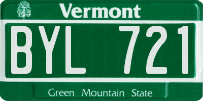 VT license plate BYL721