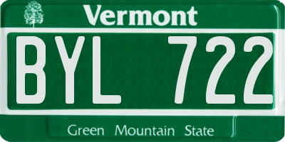 VT license plate BYL722