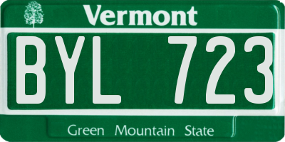 VT license plate BYL723