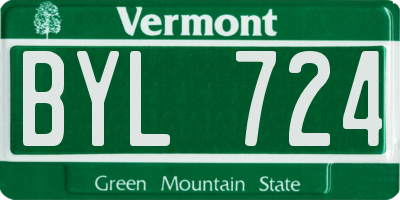 VT license plate BYL724