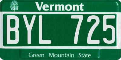 VT license plate BYL725