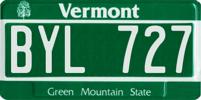 VT license plate BYL727