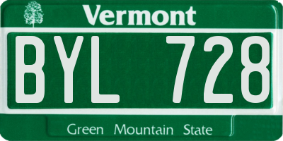 VT license plate BYL728