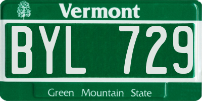 VT license plate BYL729