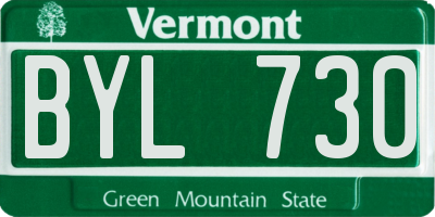 VT license plate BYL730