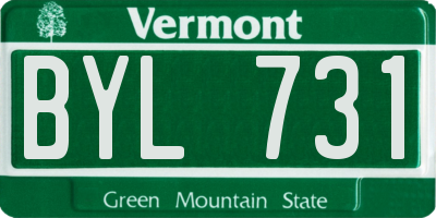 VT license plate BYL731